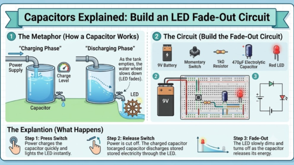 Capacitors Explained: Build an LED Fade-Out Circuit