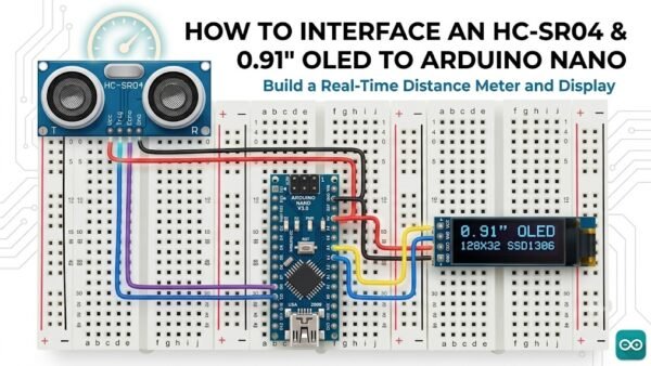 How to Interface an HC-SR04 Ultrasonic Sensor and 0.91″ OLED Display with Arduino Nano
